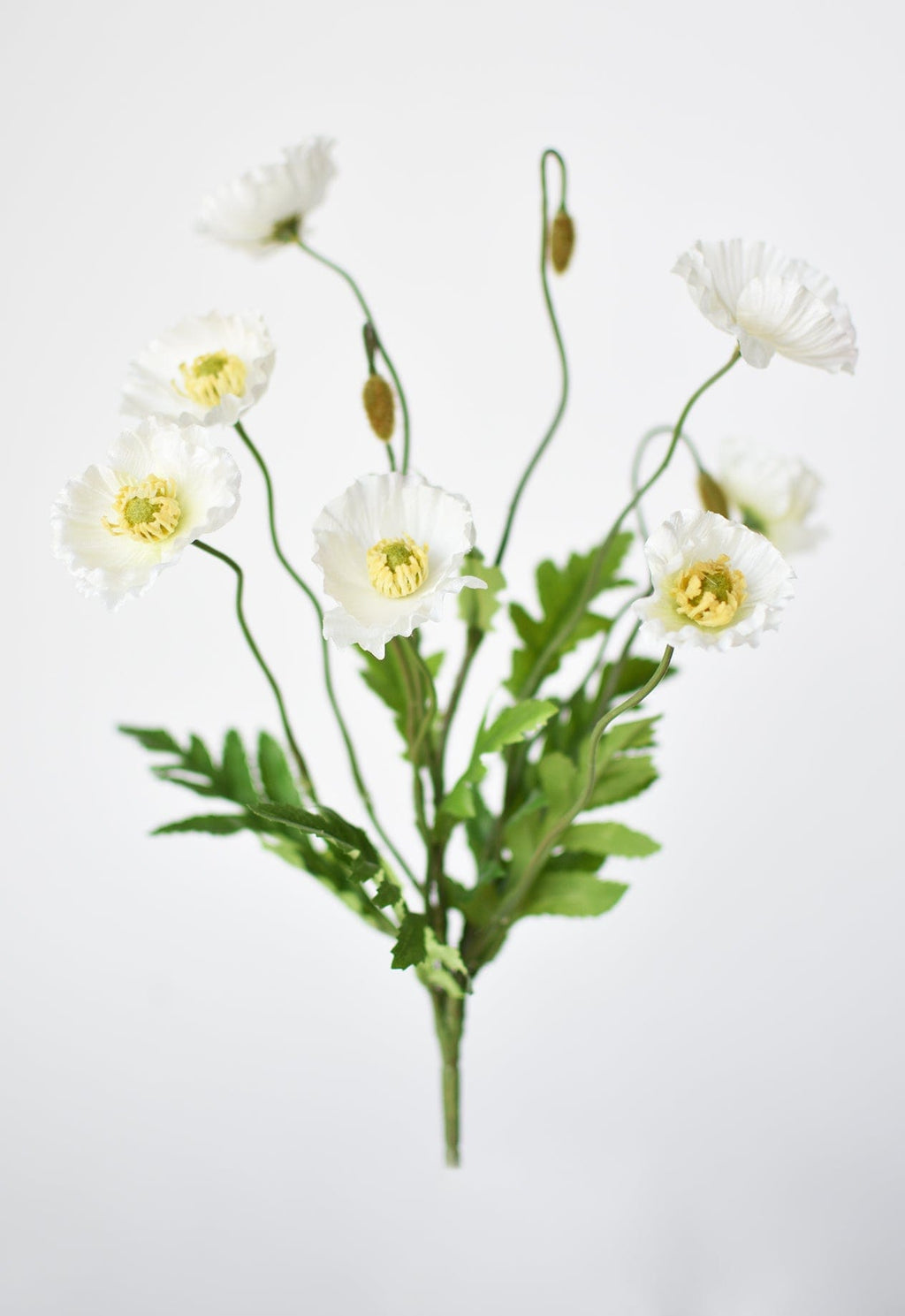 15" Faux Poppy Bush White
