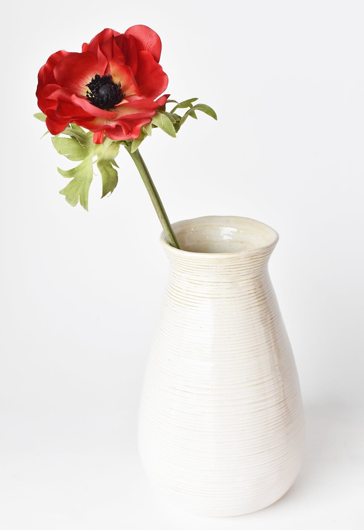 17" Faux Red Anemone Stem