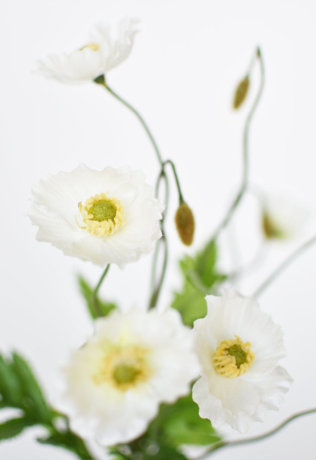 15" Faux Poppy Bush White