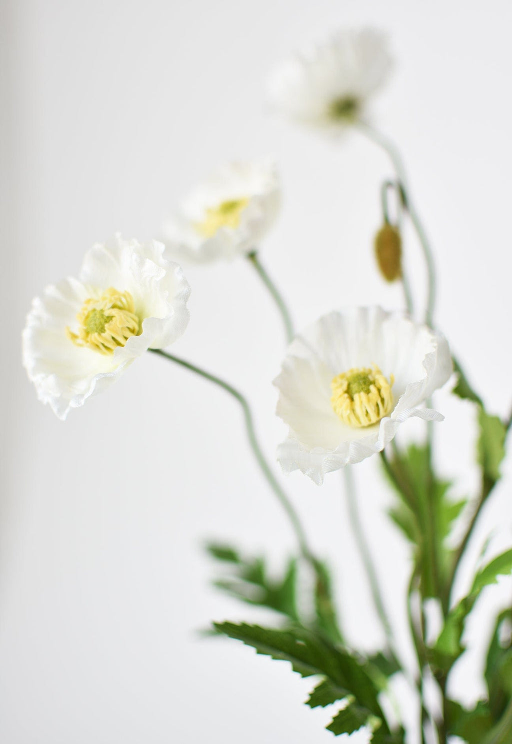 15" Faux Poppy Bush White