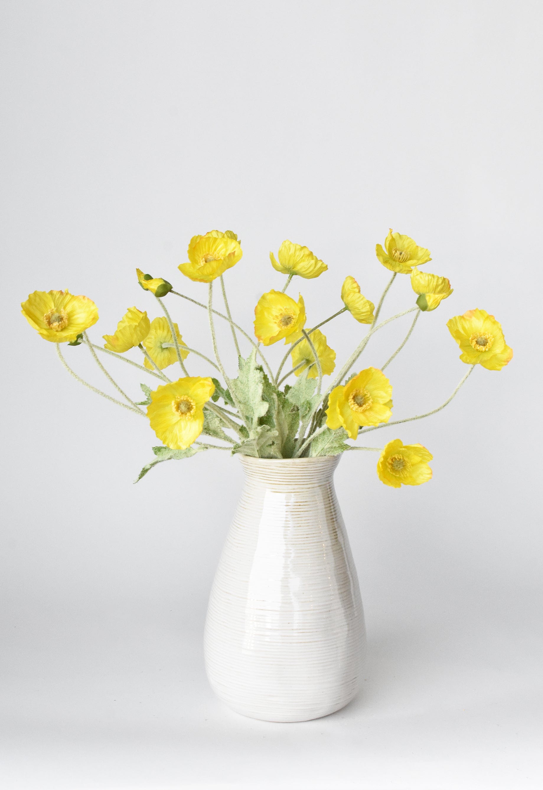 24" Faux Yellow Poppy Stem