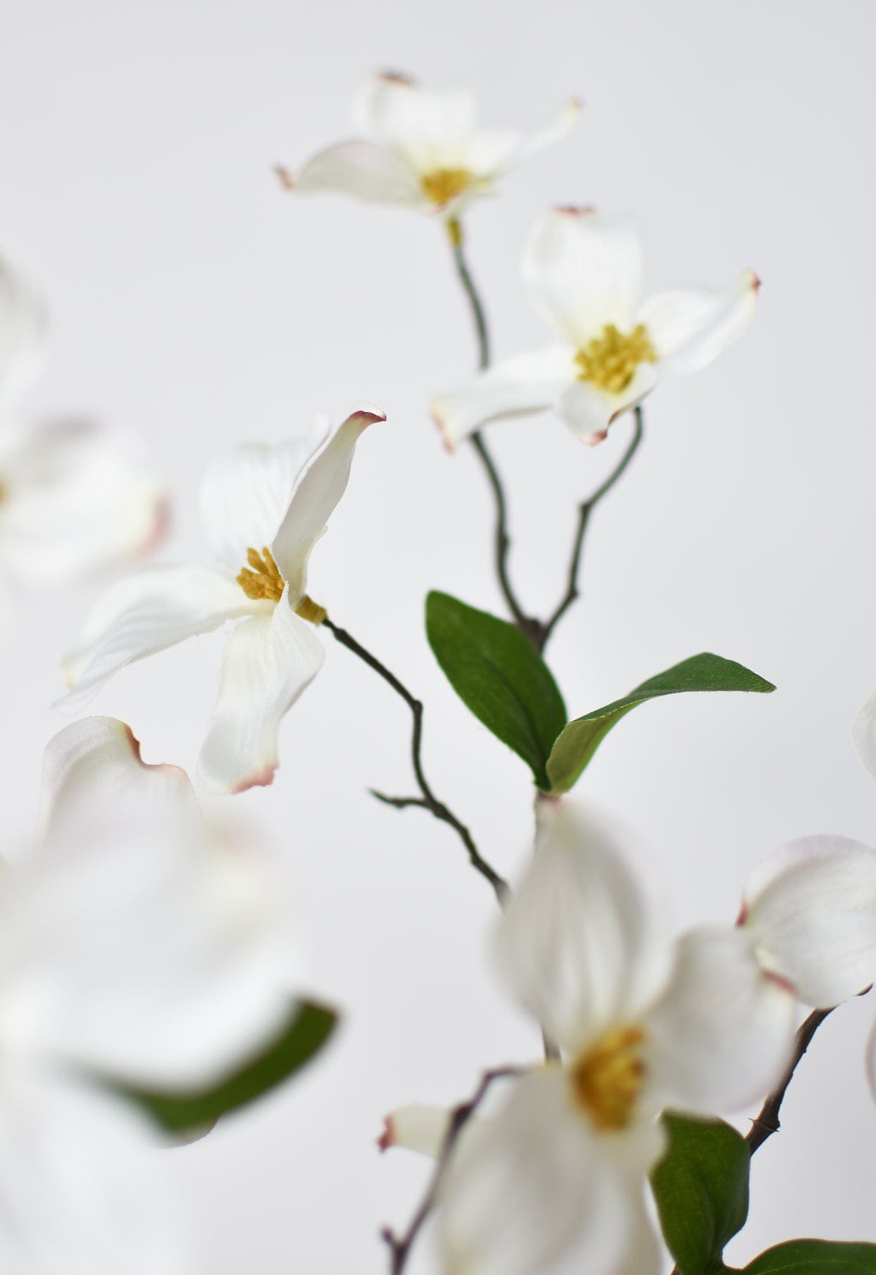 29" Faux Dogwood Branch Stem White