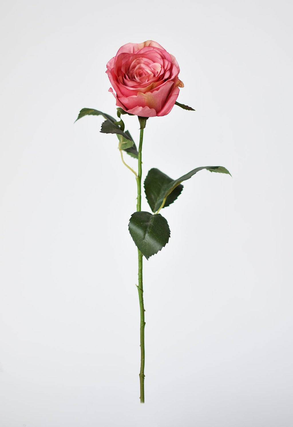 22" Faux Large Rose Bud Stem Cerise / Pink