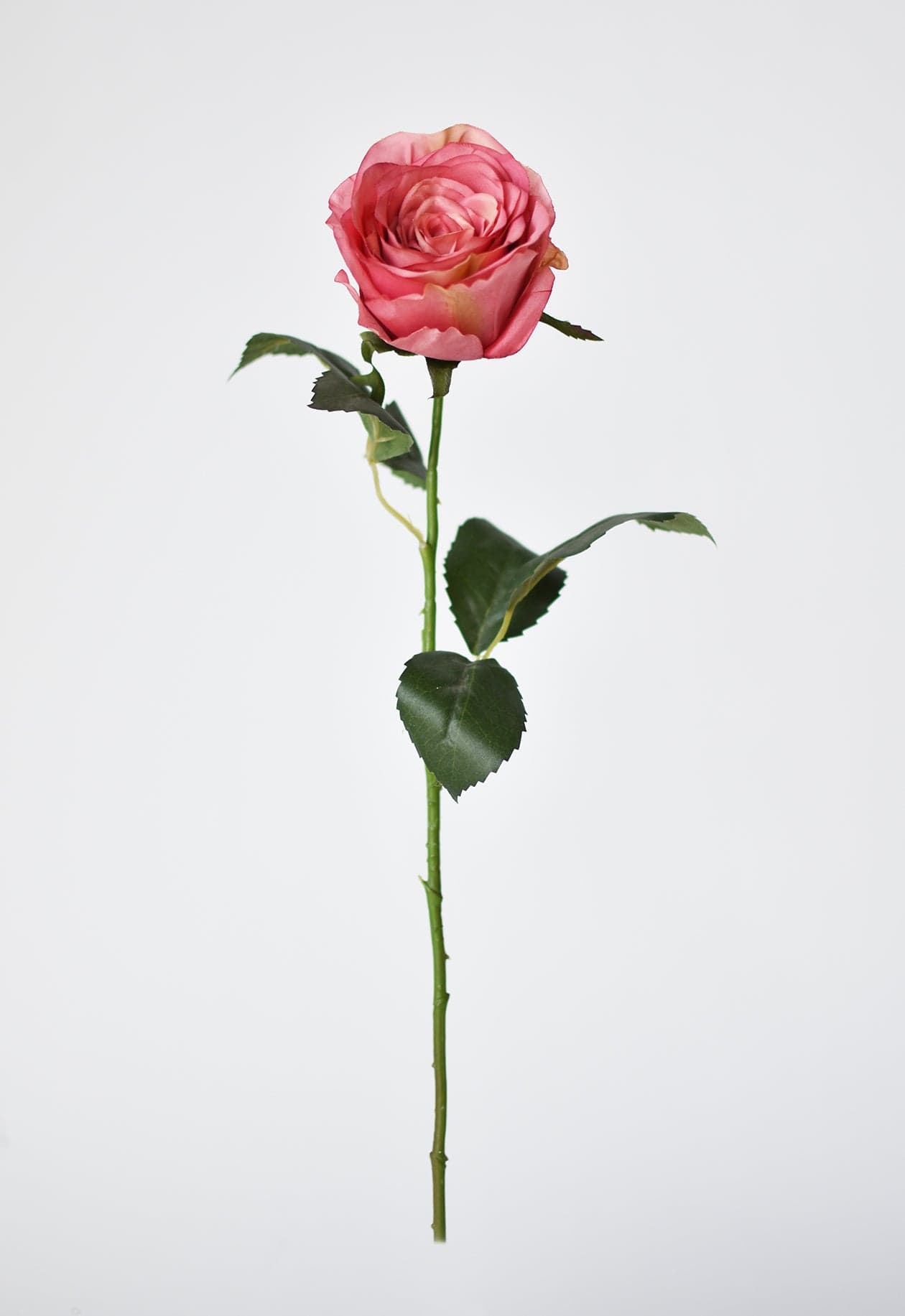 22" Faux Large Rose Bud Stem Cerise / Pink