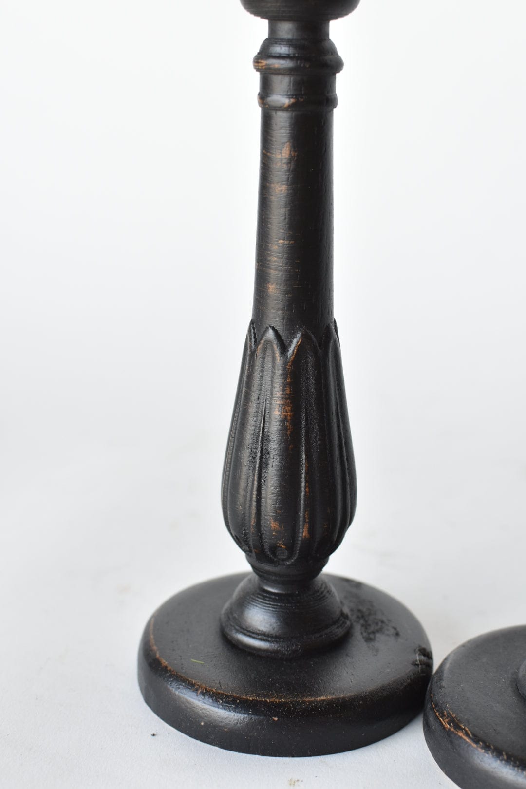 Black Distressed Taper Candlesticks, Pair