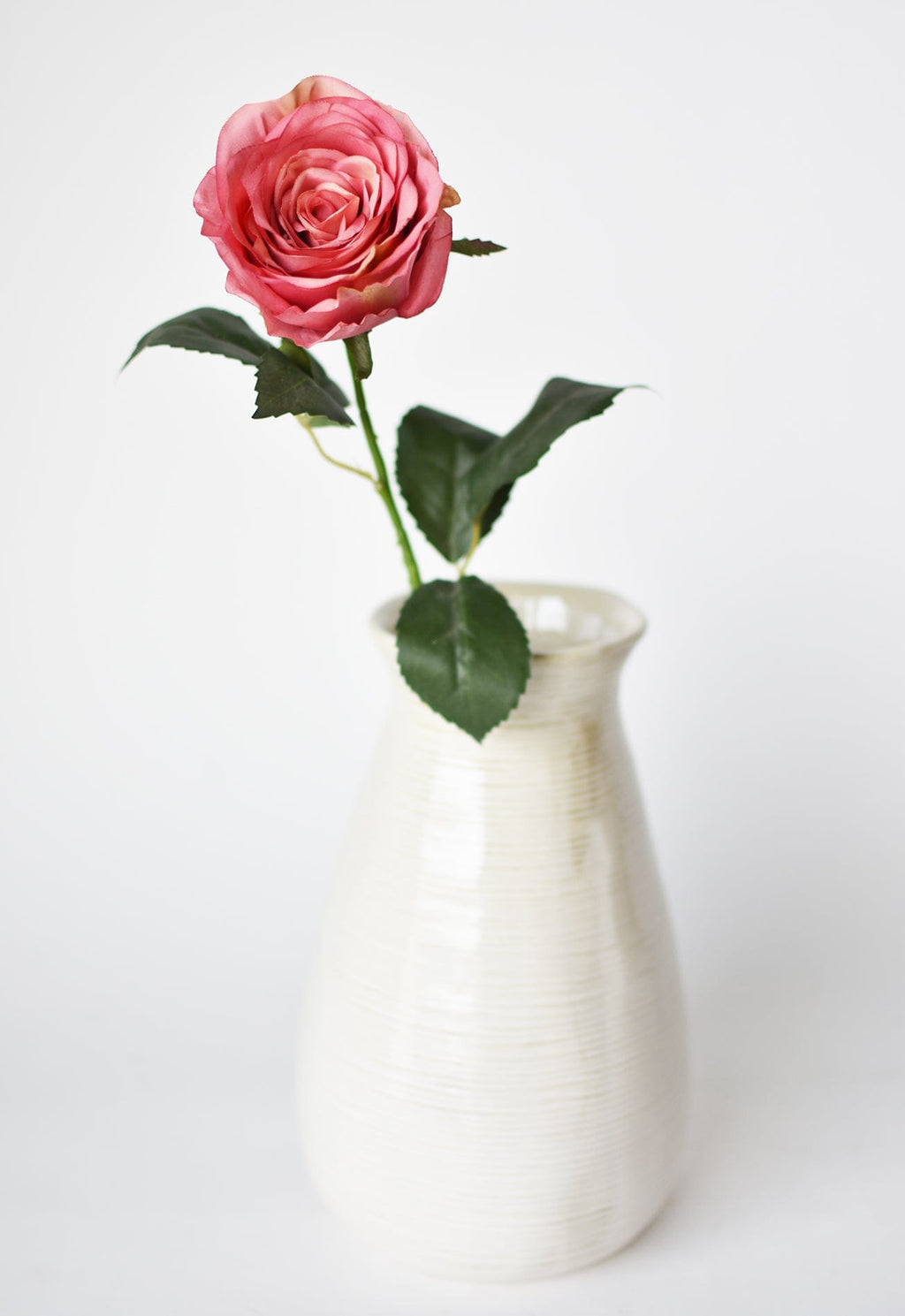 22" Faux Large Rose Bud Stem Cerise / Pink