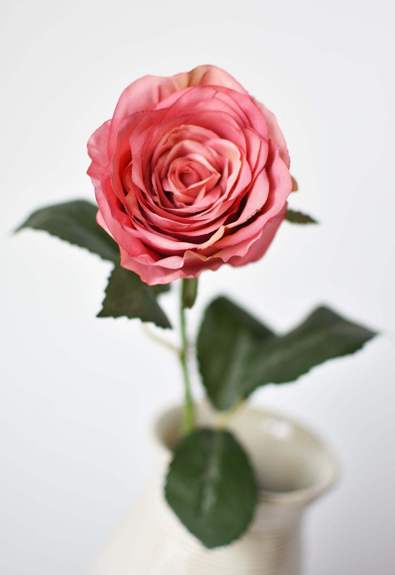 22" Faux Large Rose Bud Stem Cerise / Pink