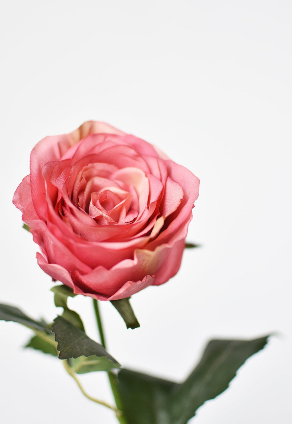 22" Faux Large Rose Bud Stem Cerise / Pink