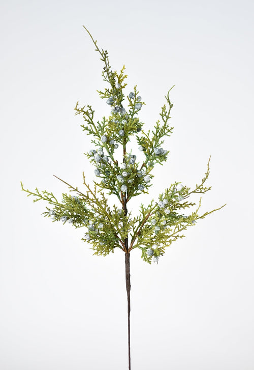 18" Faux Juniper Berry Greenery Stem