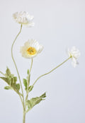 24" Faux White Poppy Stem