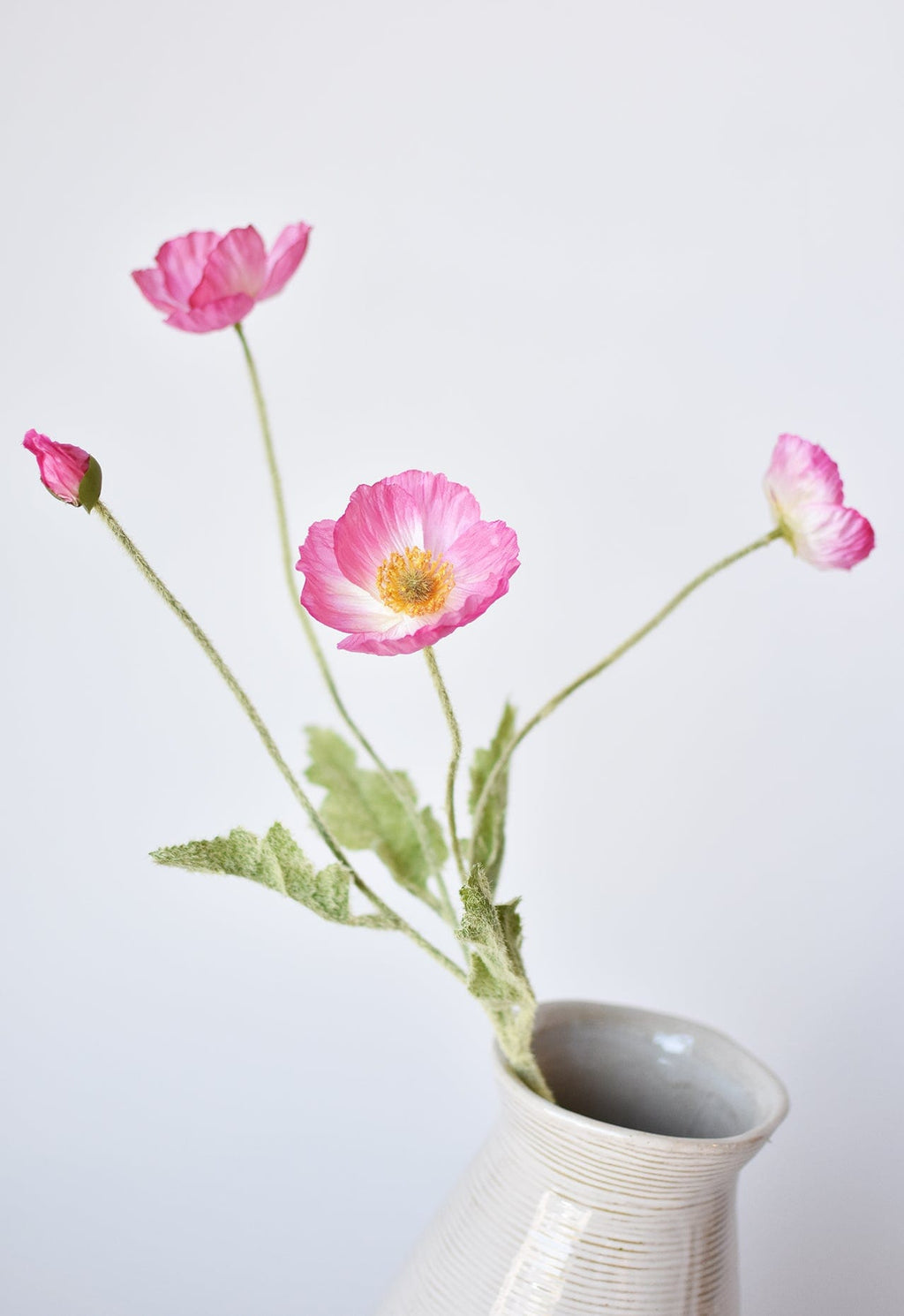 24" Faux Pink Poppy Stem