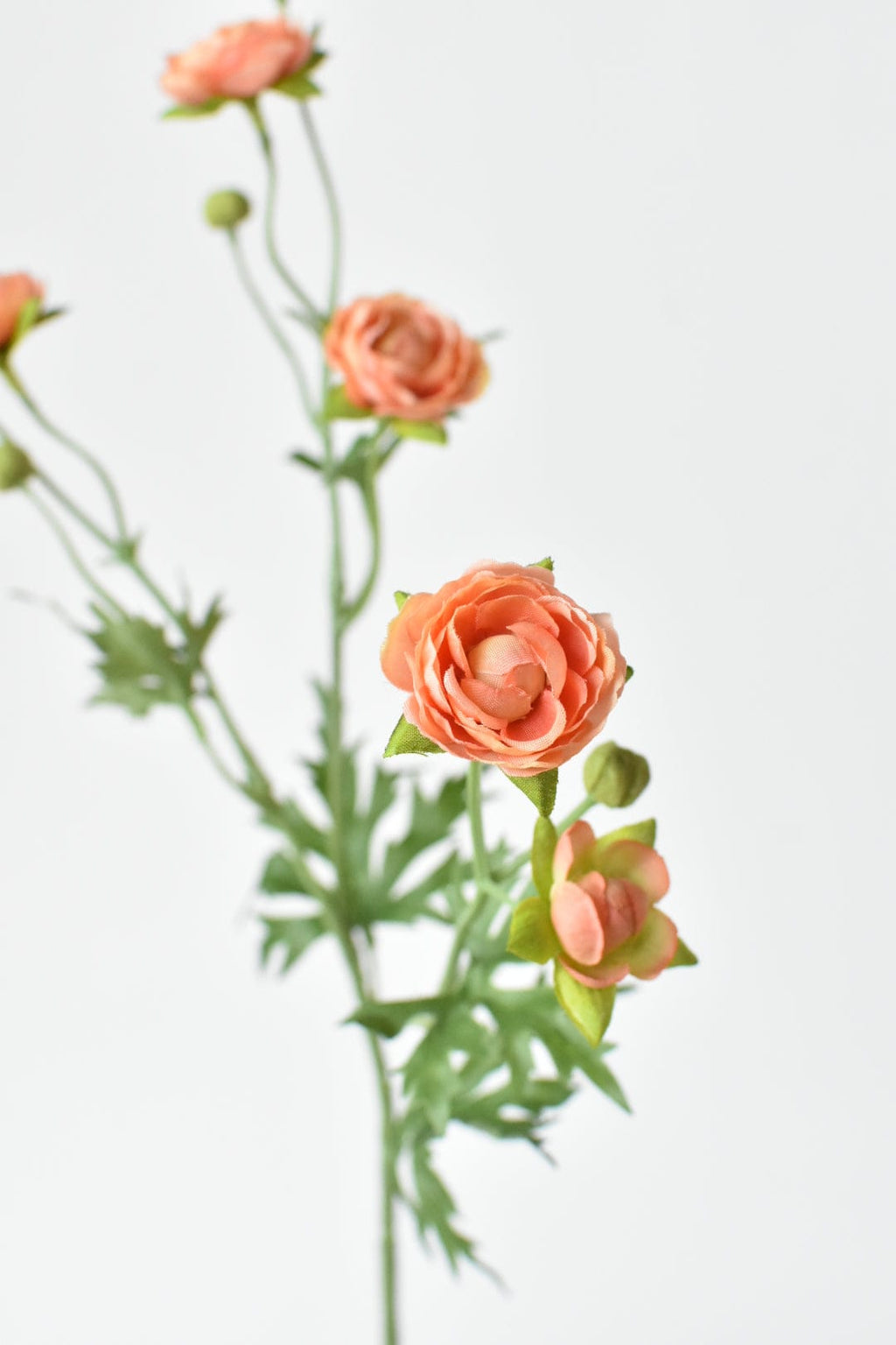 22" Faux Mini Peach Ranunculus Stem