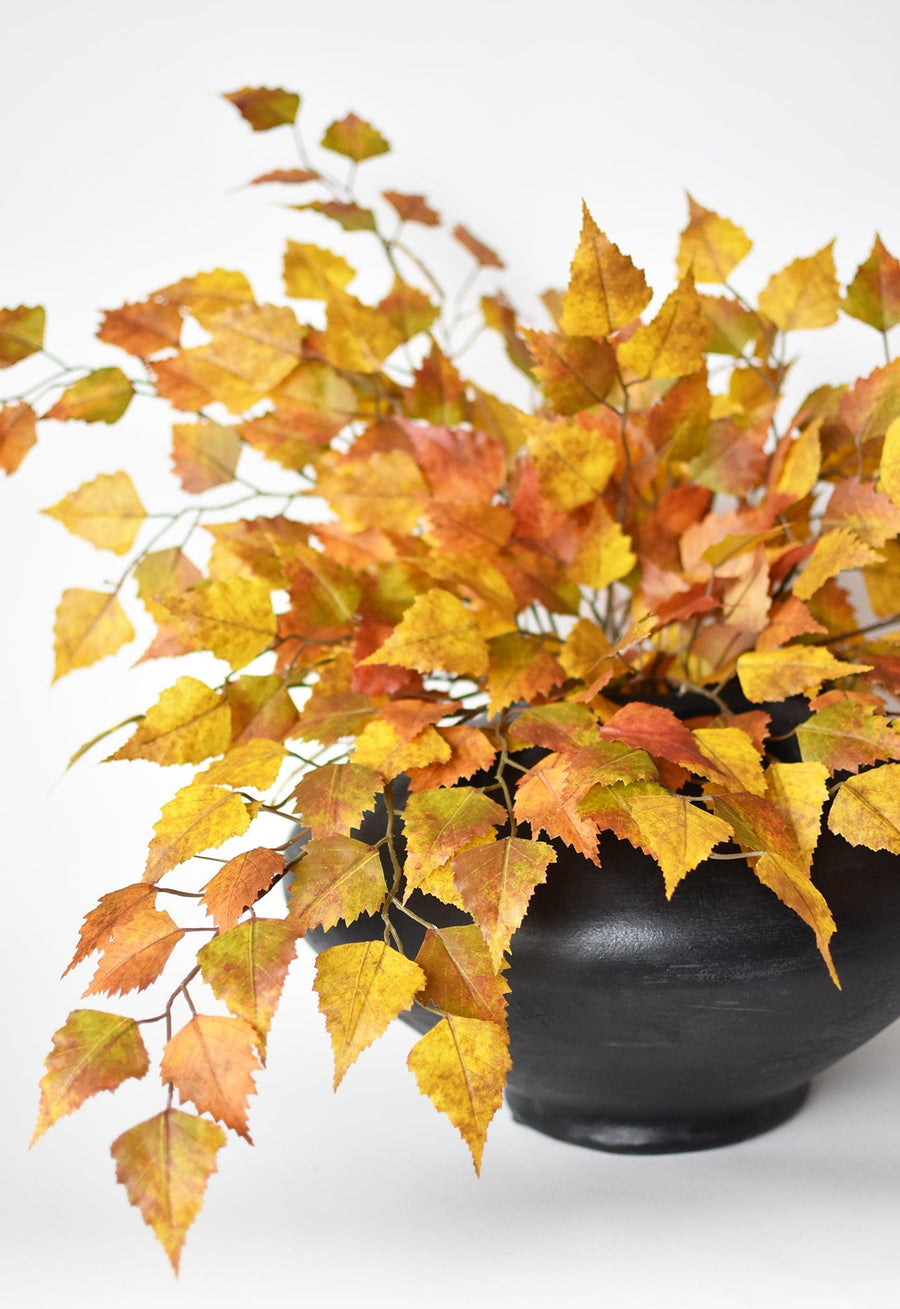 26" Faux Birch Leaf Stem Orange / Mustard / Yellow