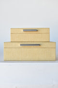 Natural Grasscloth Box with Silver Detail