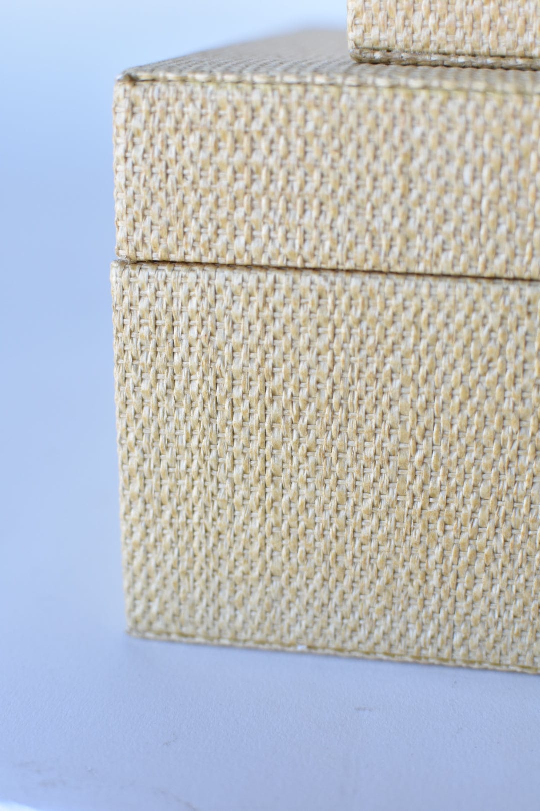 Natural Grasscloth Box with Silver Detail