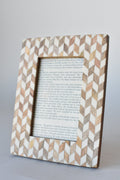 Inlaid Wood & Faux Bone Herringbone Frame