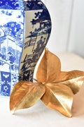 11" Faux Gold Metallic Magnolia Leaf Stem