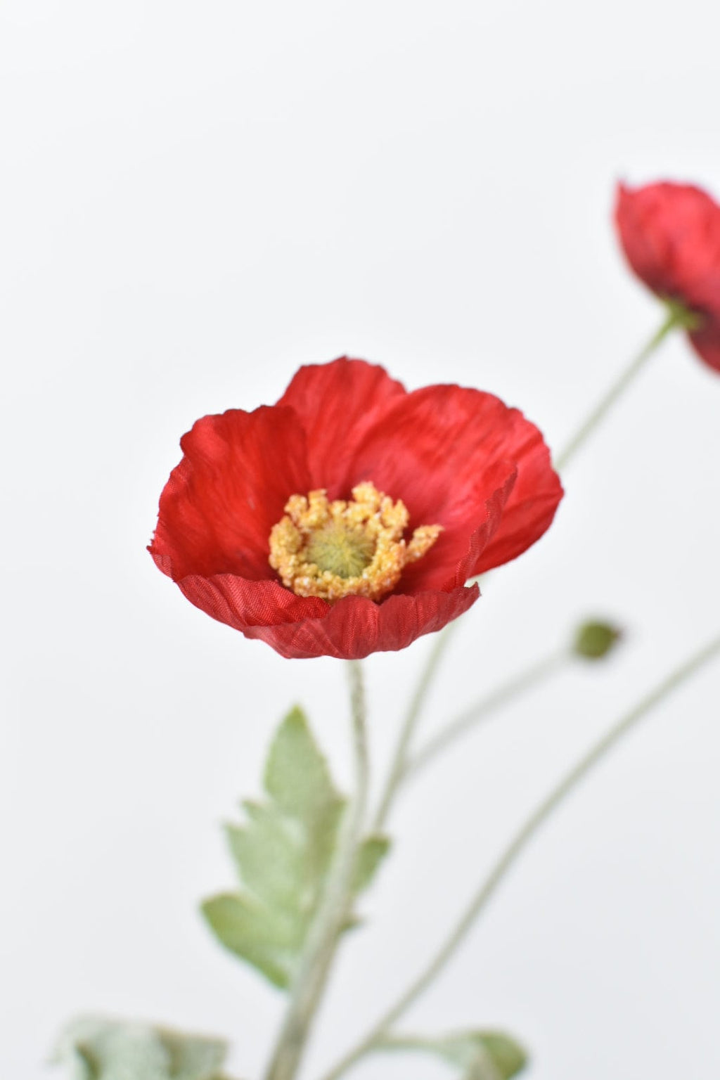 24" Faux Red Poppy Stem