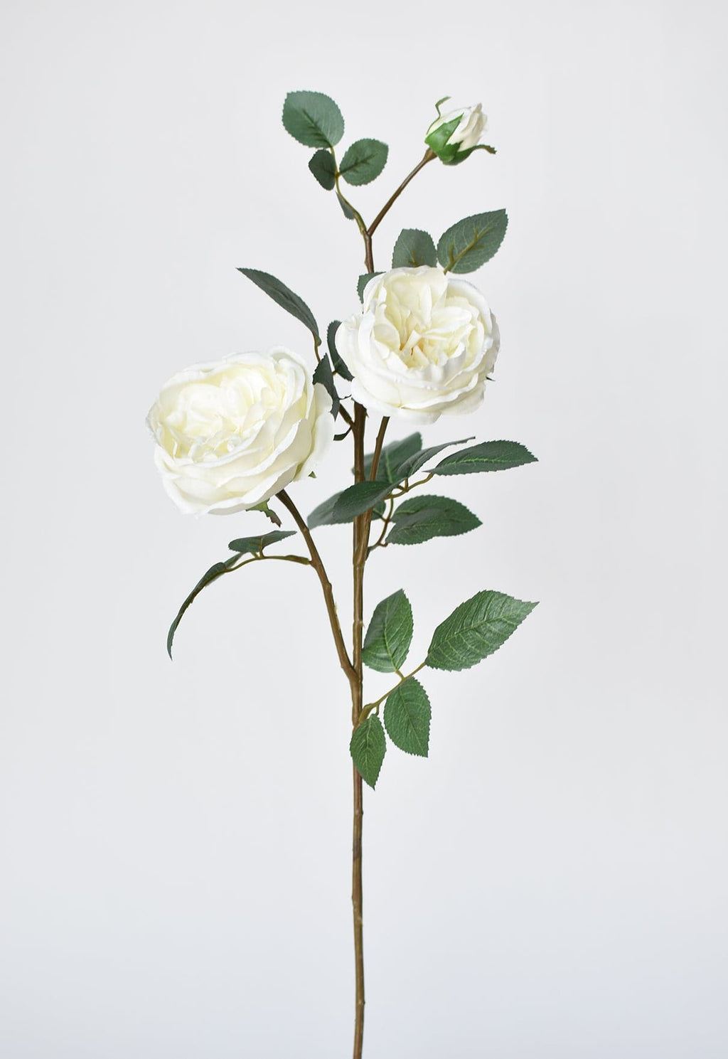 29" Faux Cabbage Rose Stem White