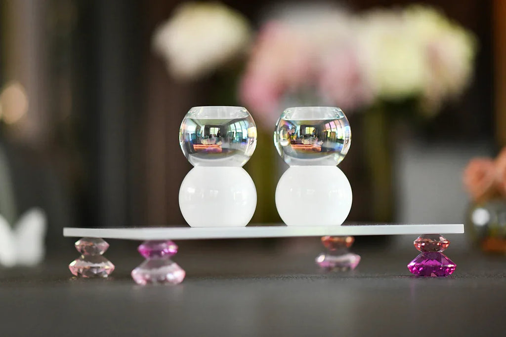 Allison Pearl  White/ Pink Diamond Stack Crystal Tray