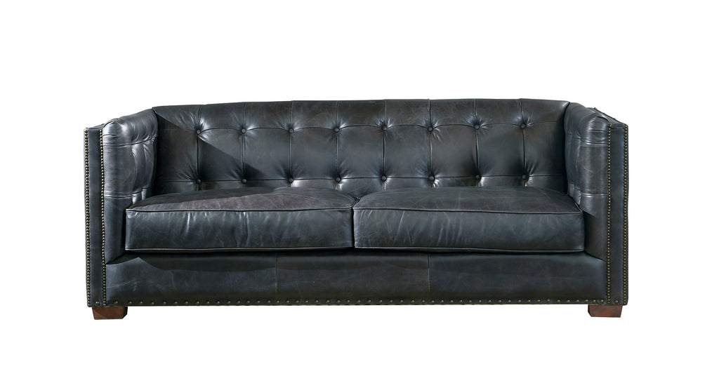 Tuxedo Leather Sofa - Slate