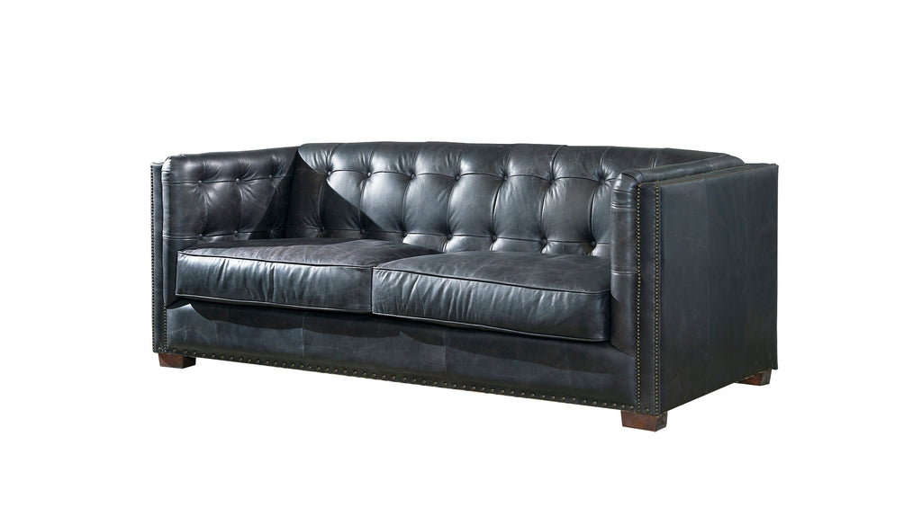 Tuxedo Leather Sofa - Slate