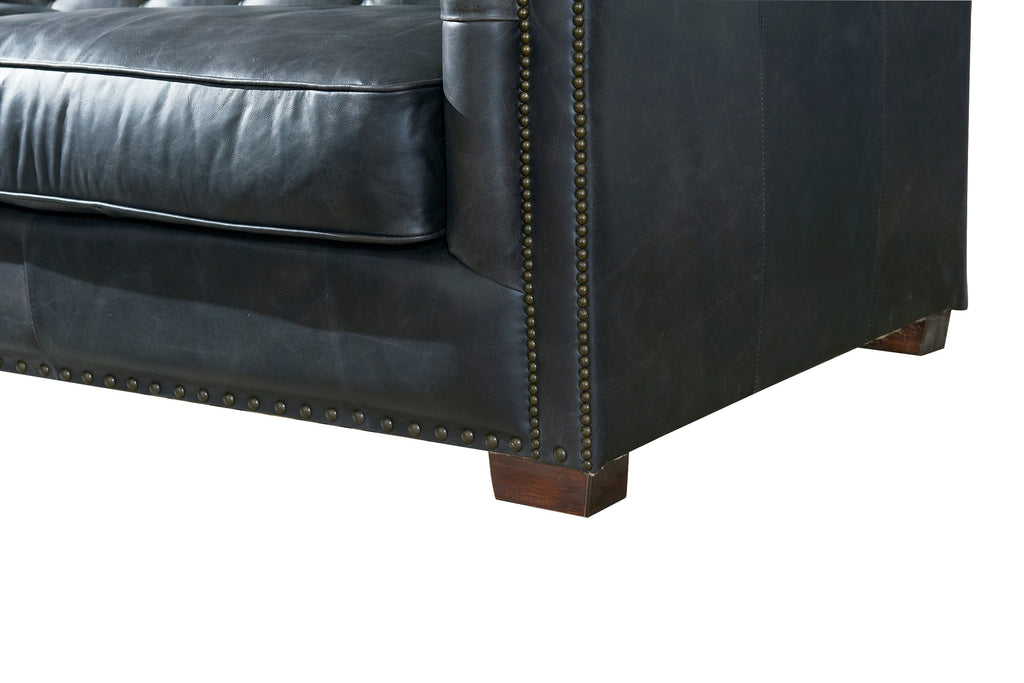 Tuxedo Leather Sofa - Slate