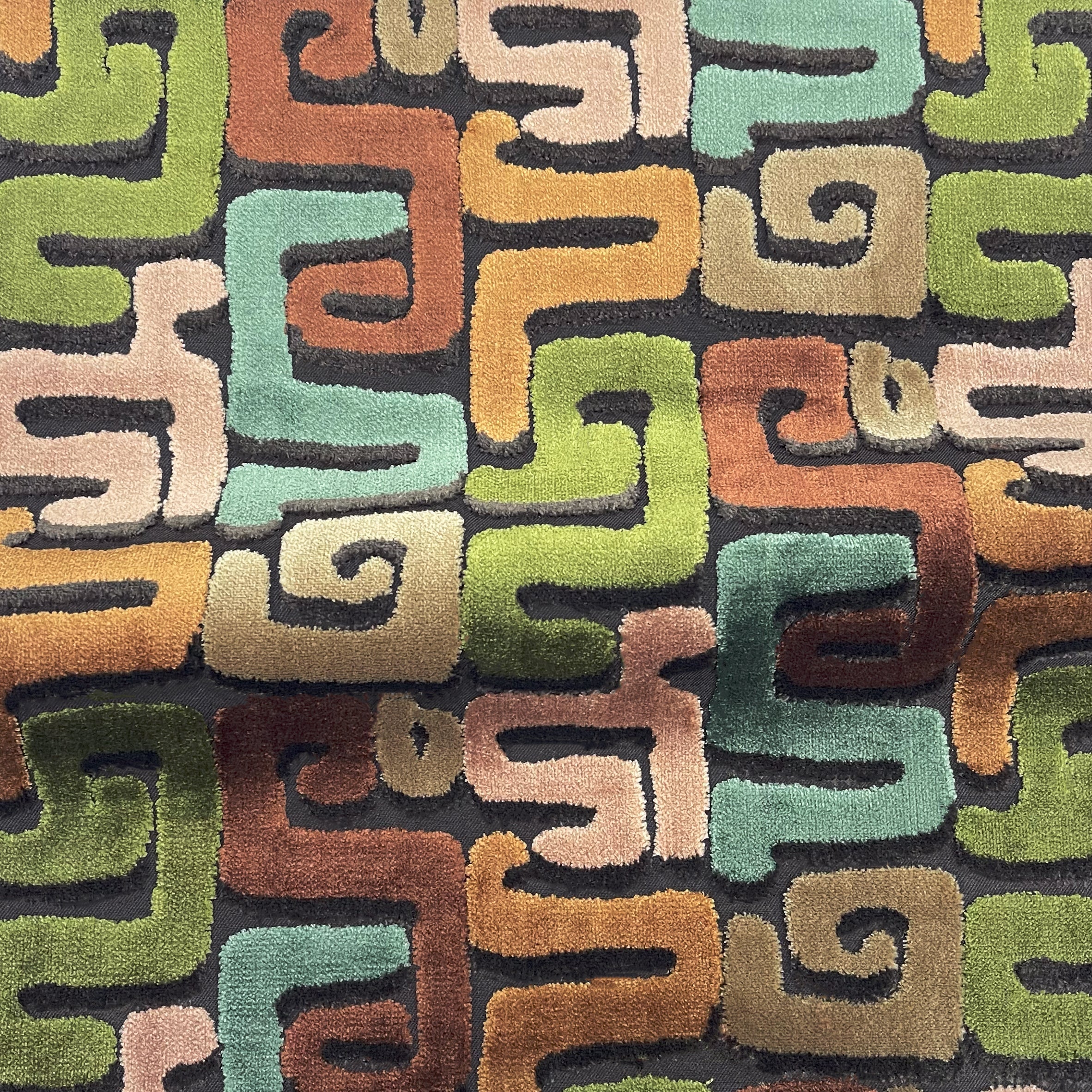 DEKA- GEOMETRIC CUT VELVET UPHOLSTERY FABRIC BY THE YARD