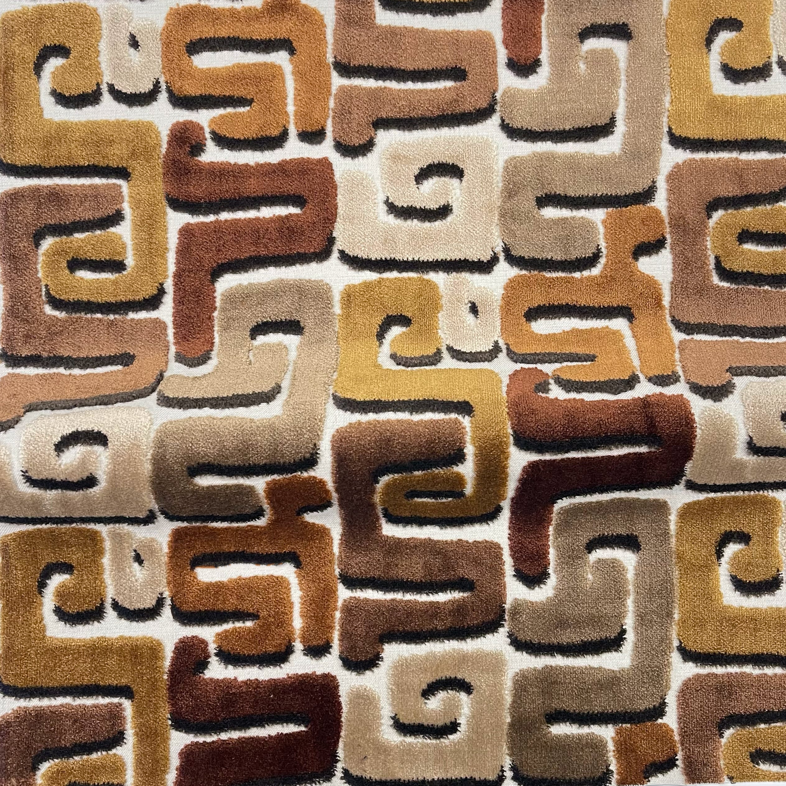 DEKA- GEOMETRIC CUT VELVET UPHOLSTERY FABRIC BY THE YARD