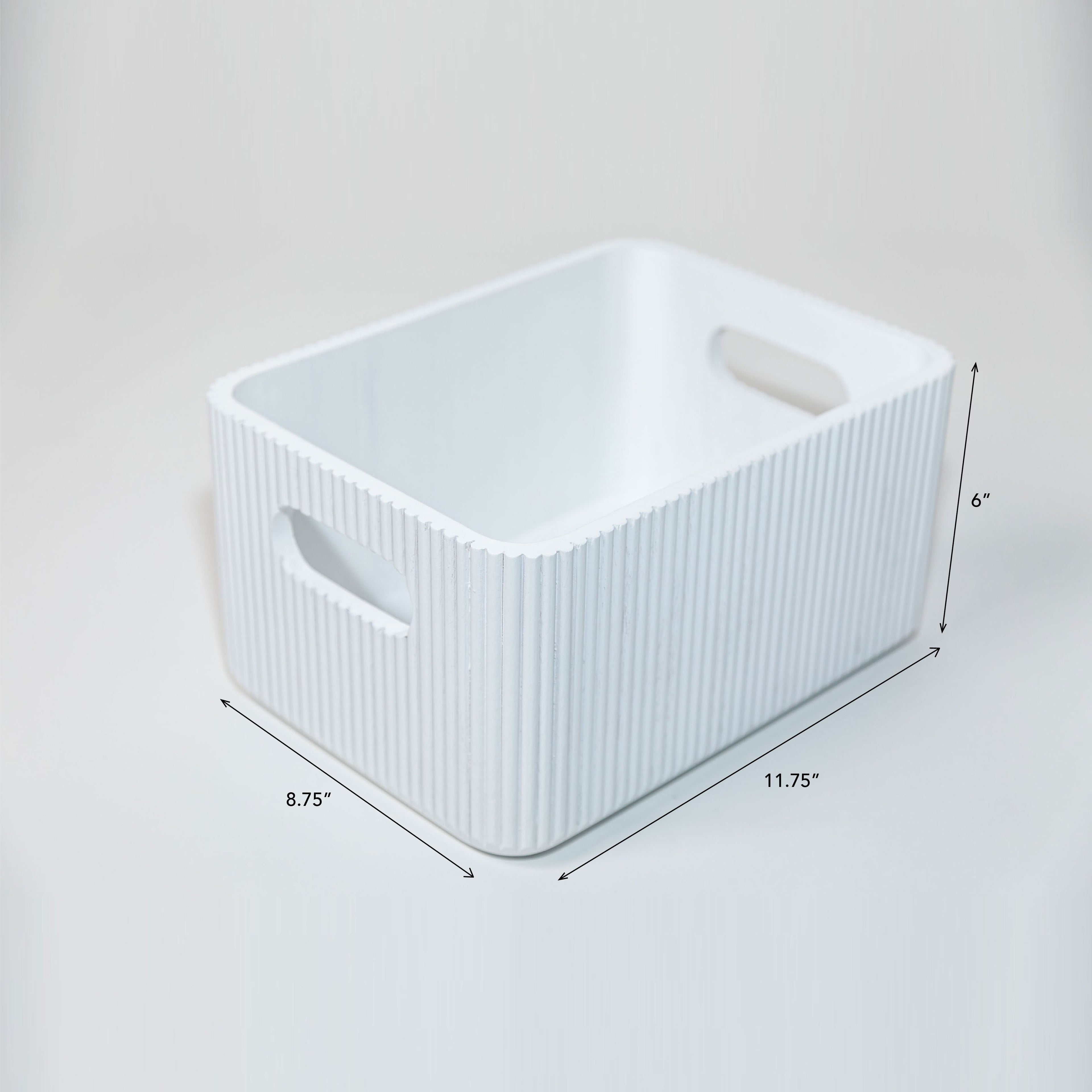 Wooden Ribbed Bins – White