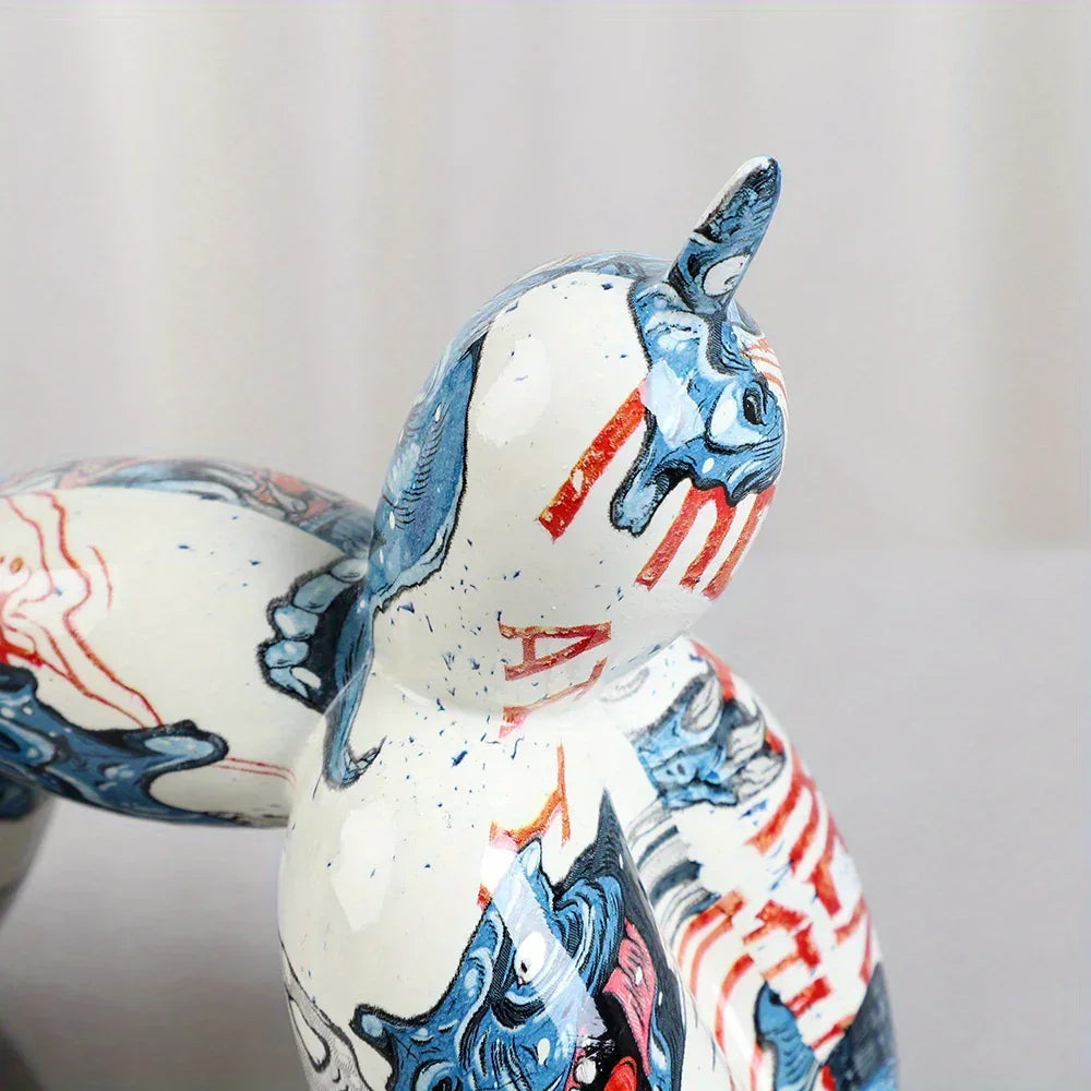 Dog Figurine - Handcrafted Colorful Ceramic