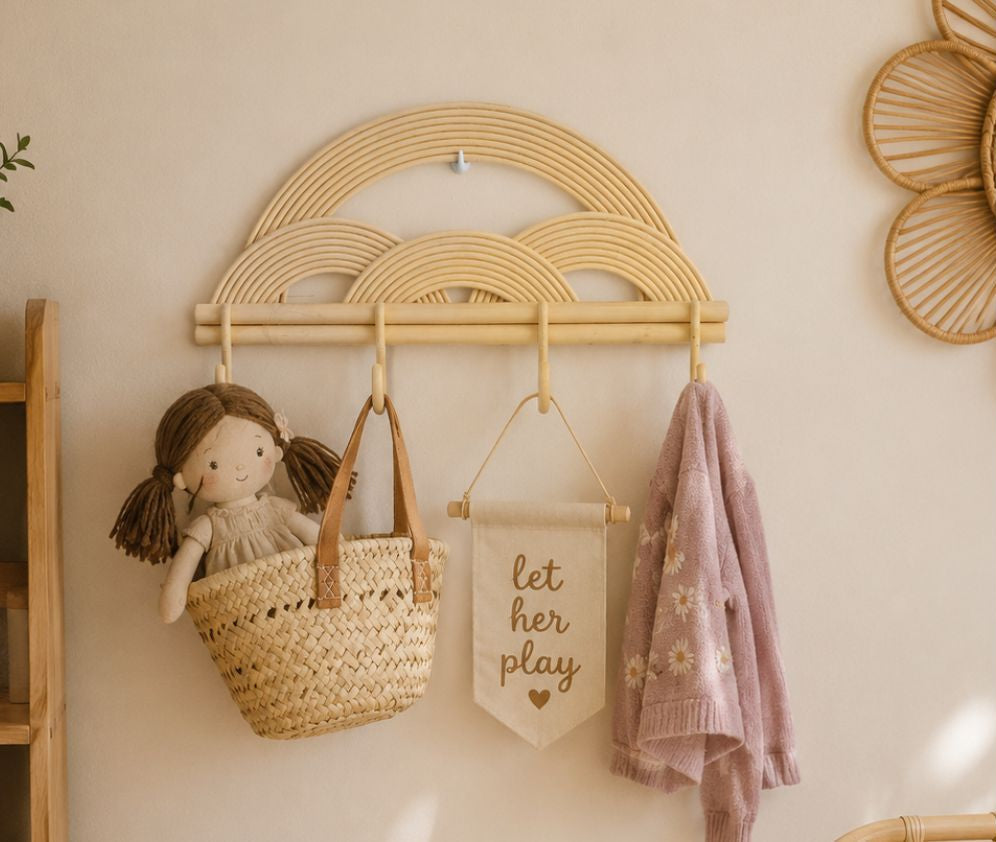 Natural Rattan Rainbow Wall Rack