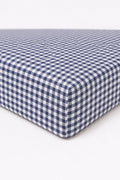 Navy Blue Gingham Crib Sheet