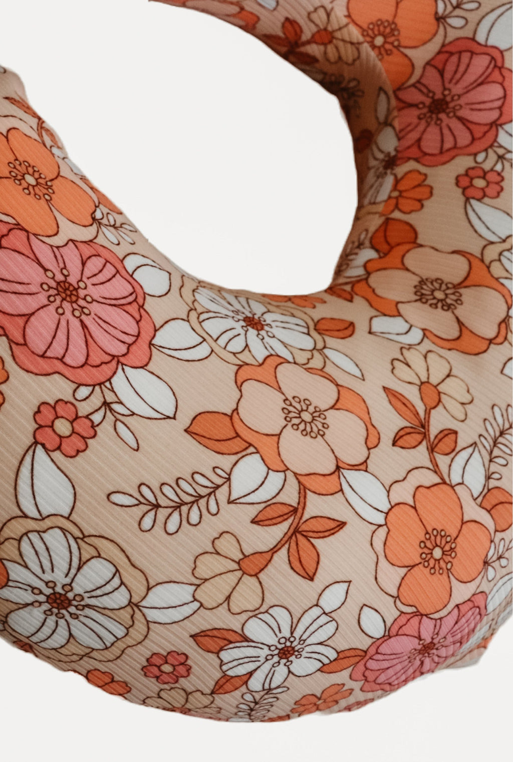 Peach Pink Floral Nursing Pillow Cover