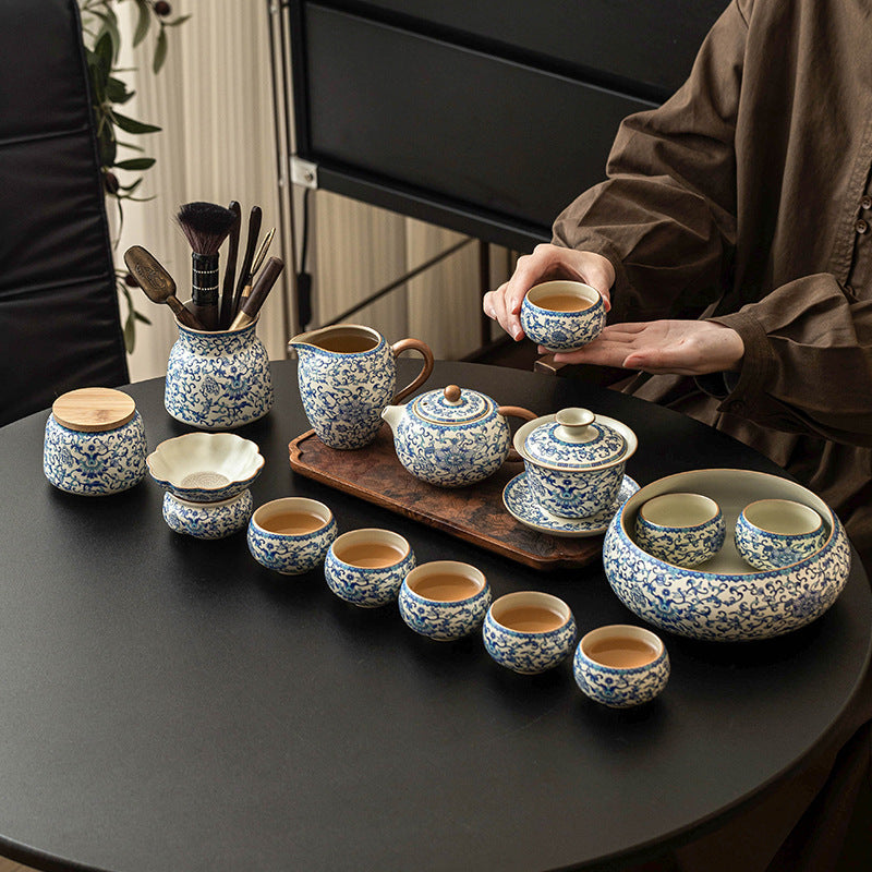 Blue & White Lotus Tea Service