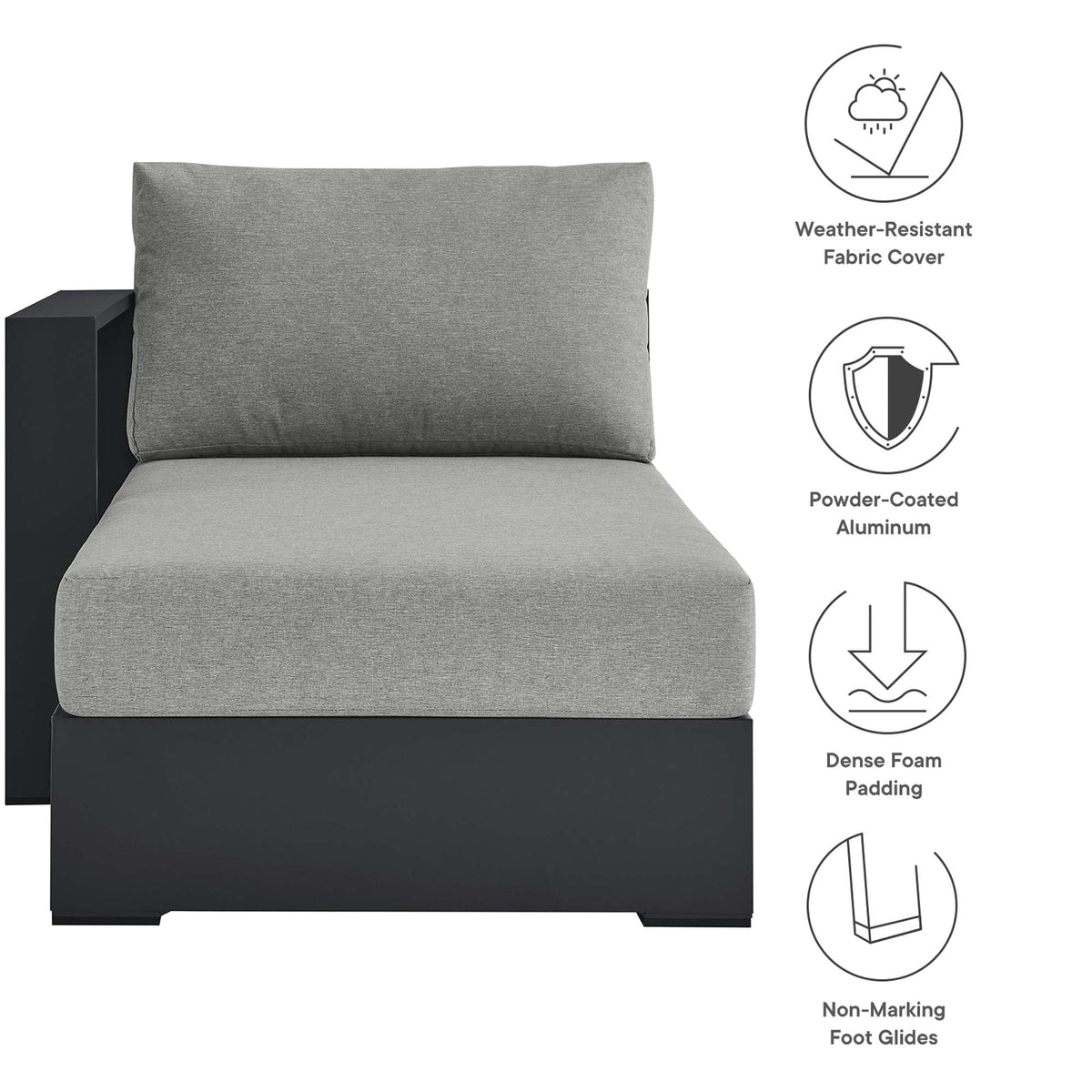 Tahoe Outdoor Patio Powder-Coated Aluminum Left-Facing Chaise Lounge
