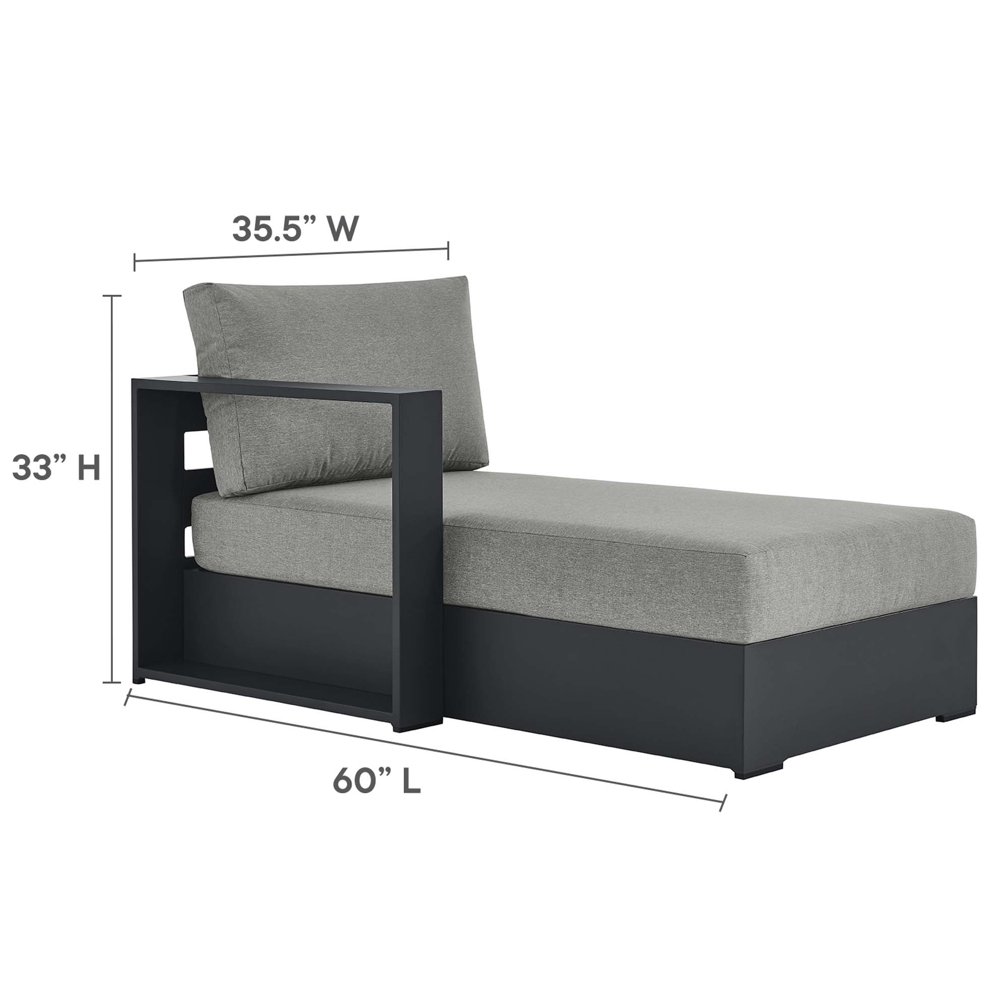 Tahoe Outdoor Patio Powder-Coated Aluminum Left-Facing Chaise Lounge