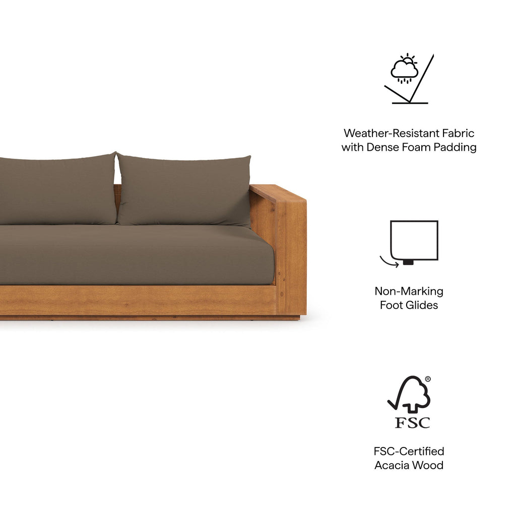 Tahoe Outdoor Patio Acacia Wood Ottoman by Modway