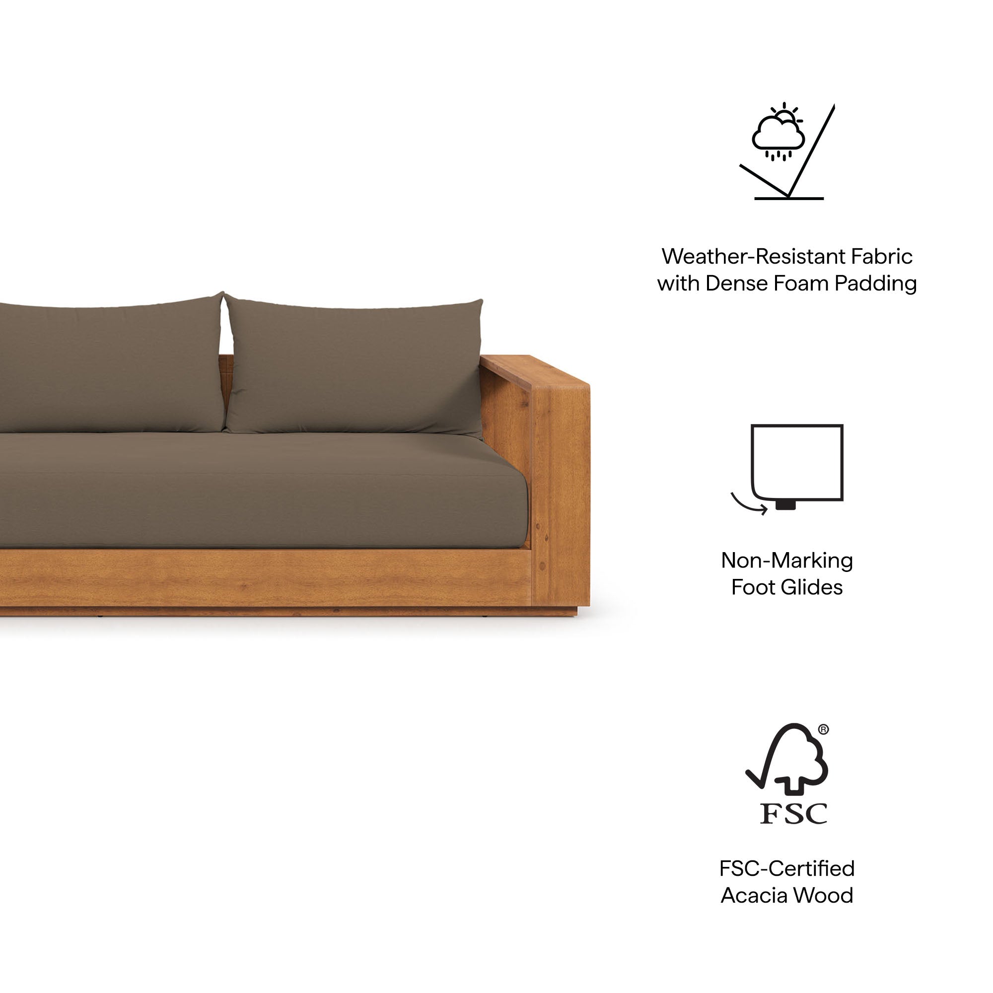 Tahoe Outdoor Patio Acacia Wood Ottoman by Modway