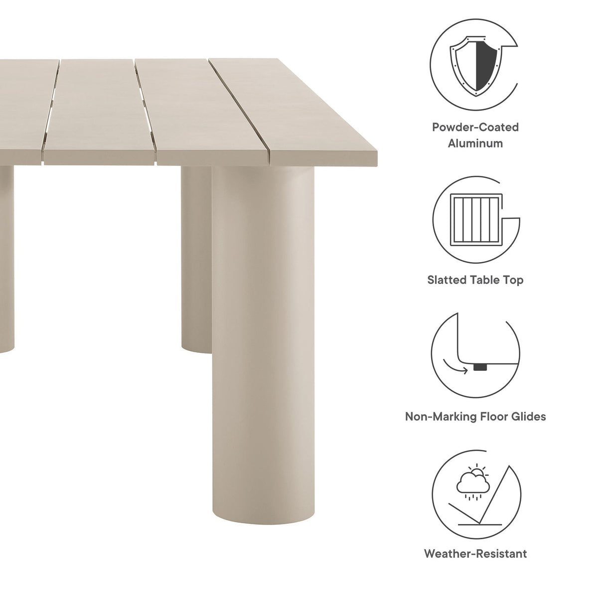 Nautica 7-Piece Rectangular Outdoor Patio Aluminum Dining Table and Chairs Set by Modway