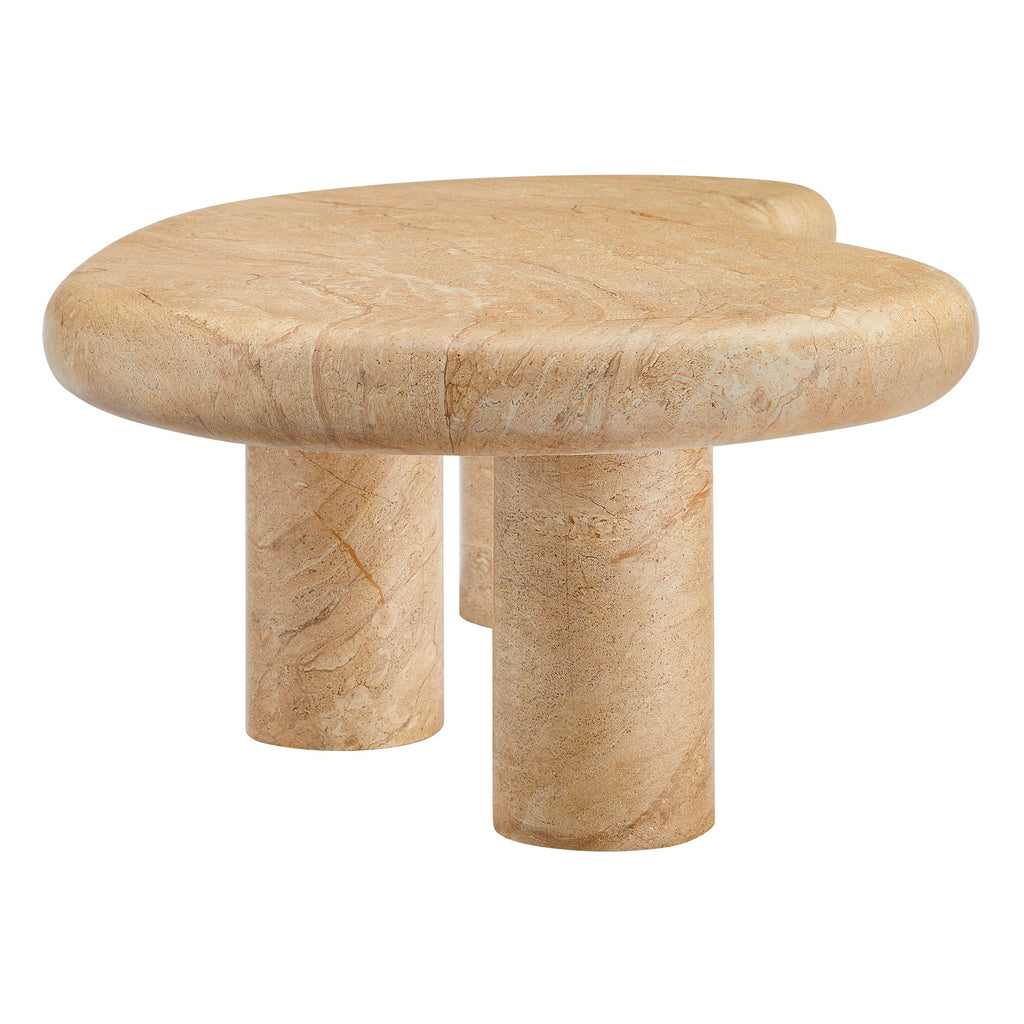 Elowen Indoor Outdoor Patio Textured Faux Travertine Coffee Table