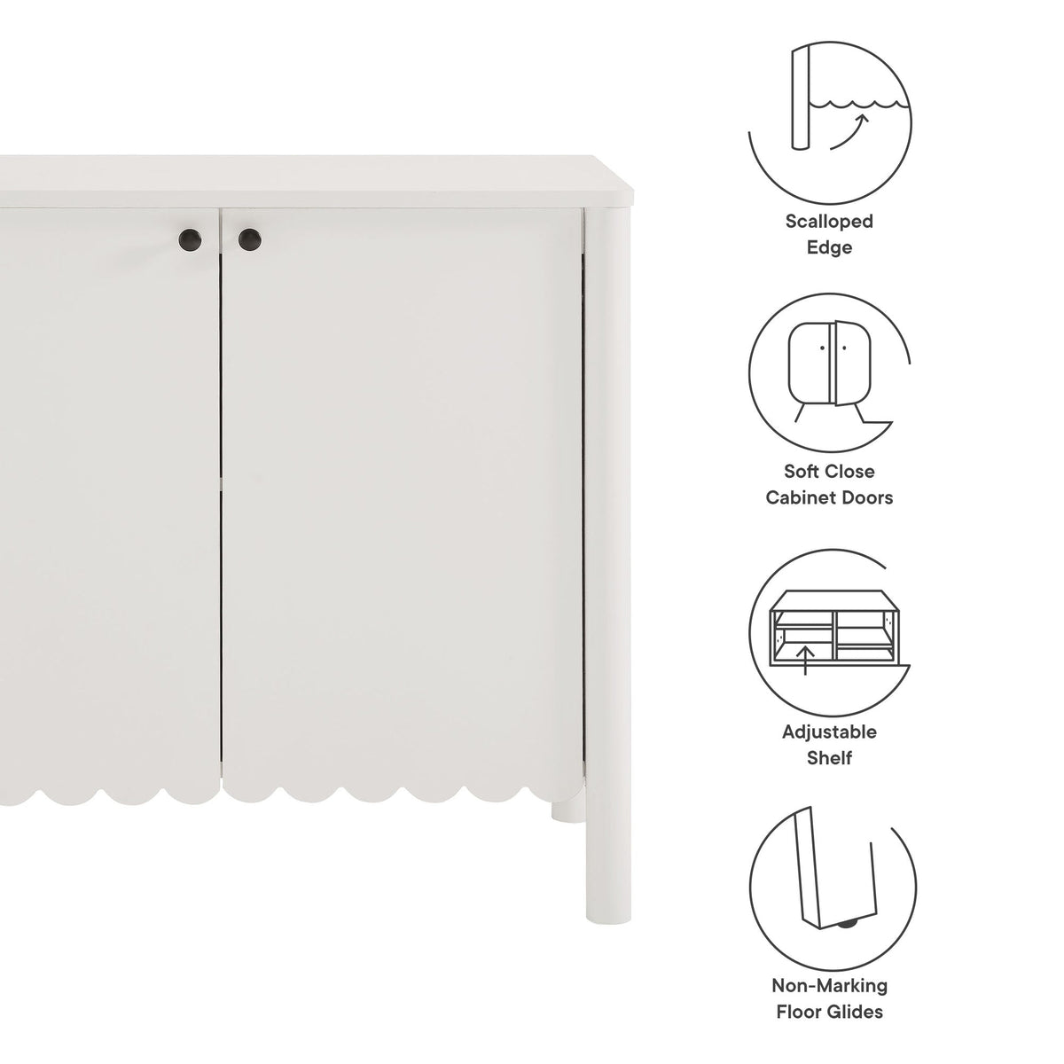 Emmeline 35" 2-Door Scalloped Sideboard Cabinet by Modway