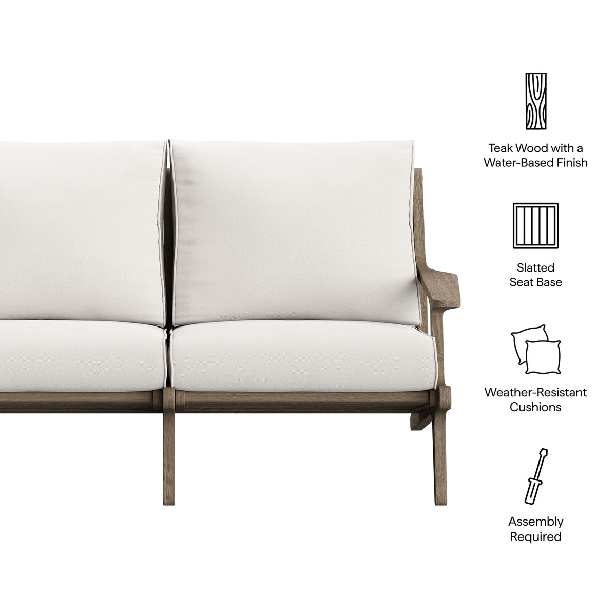 Saratoga Outdoor Patio Teak Wood Loveseat by Modway