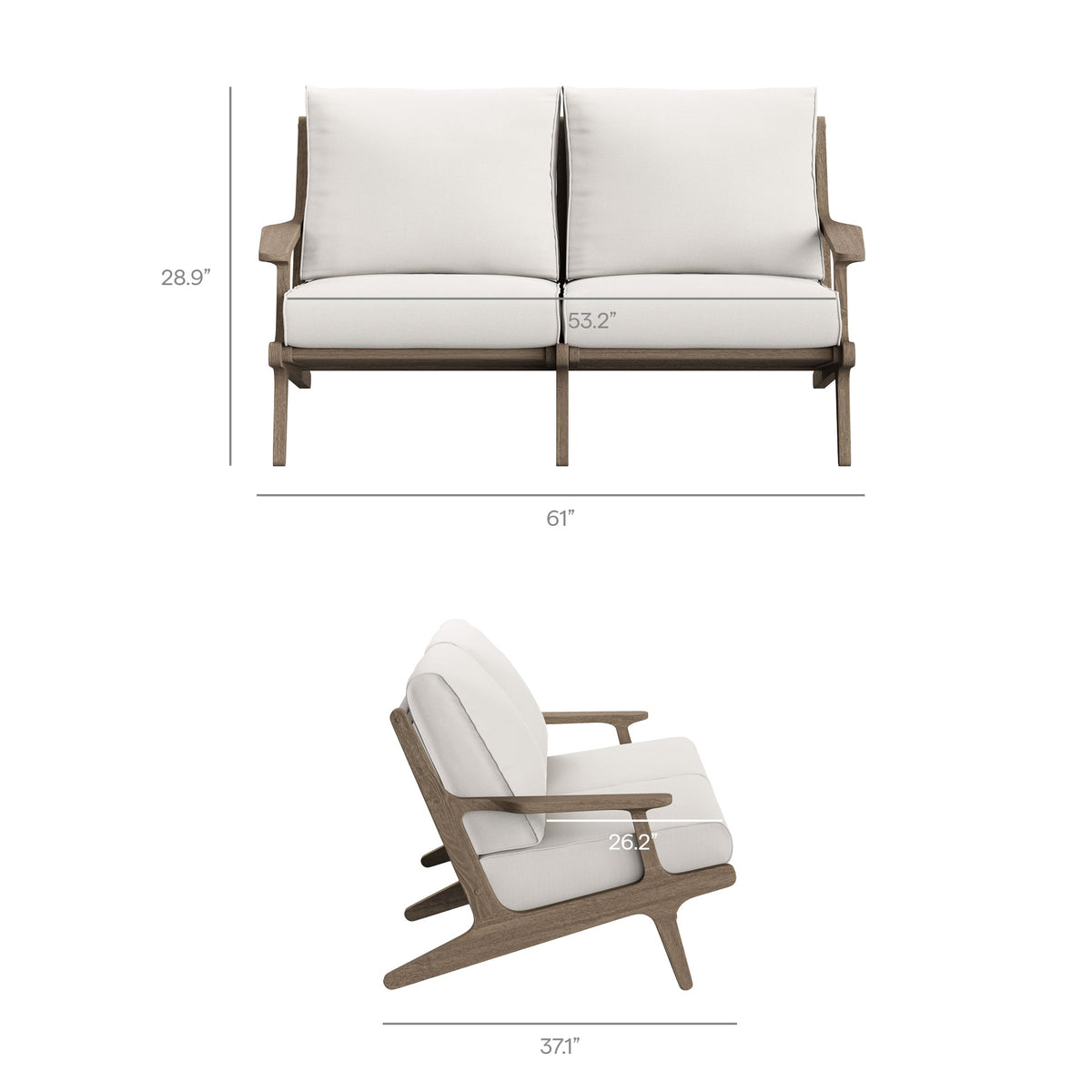 Saratoga Outdoor Patio Teak Wood Loveseat by Modway
