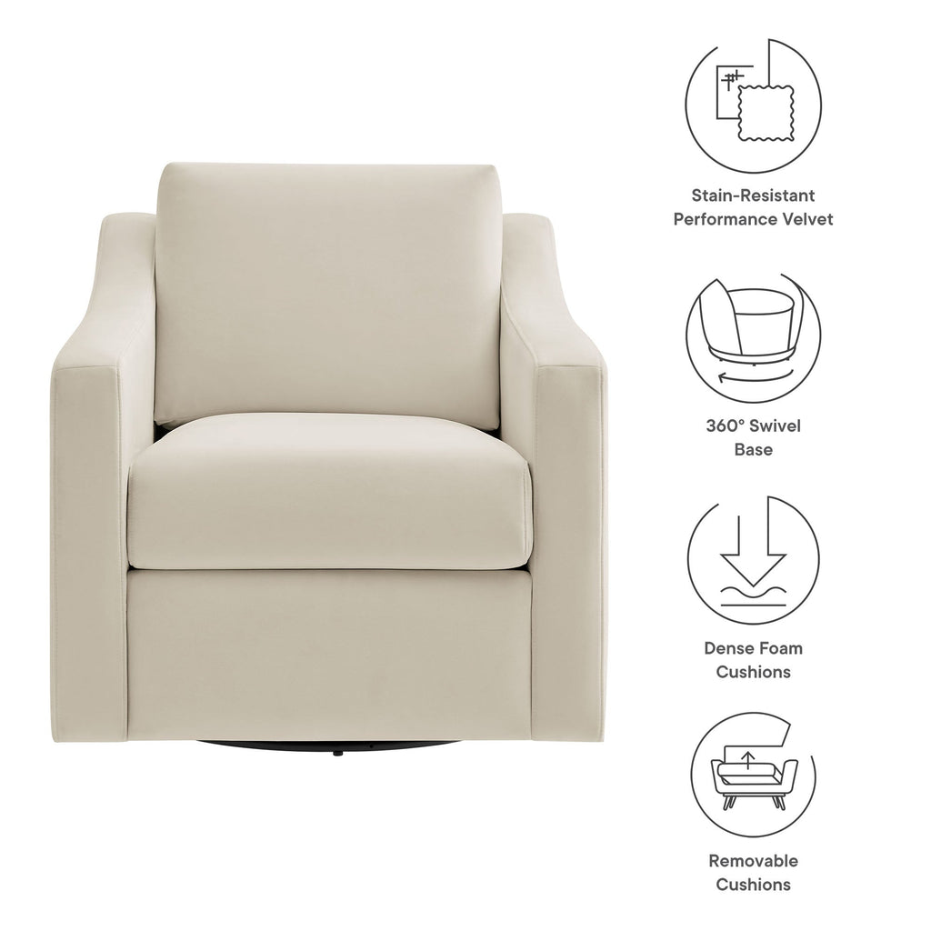 Liora Performance Velvet Swivel Armchair