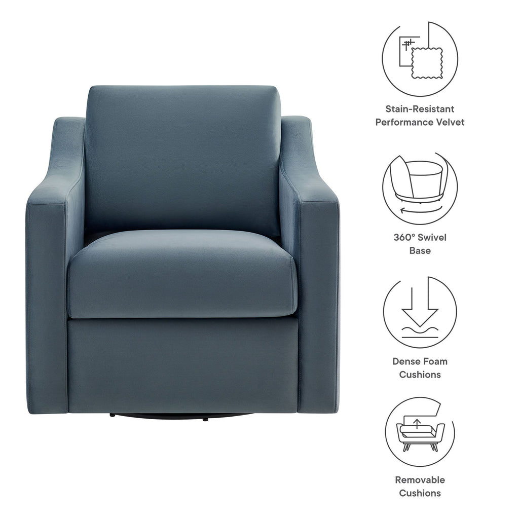Liora Performance Velvet Swivel Armchair