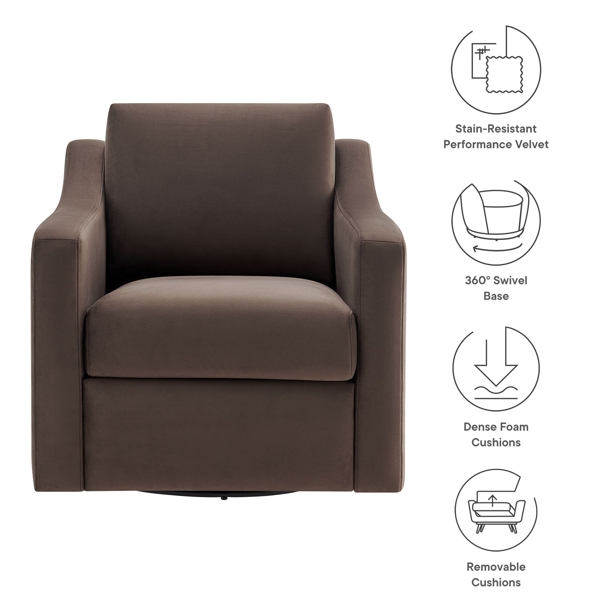 Liora Performance Velvet Swivel Armchair