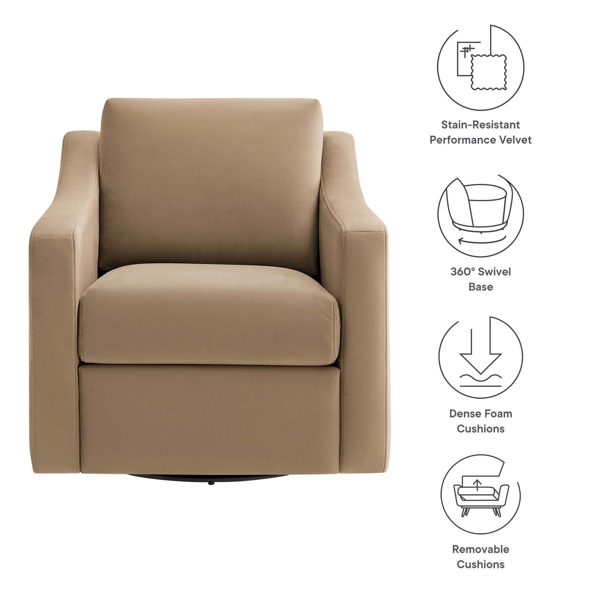 Liora Performance Velvet Swivel Armchair