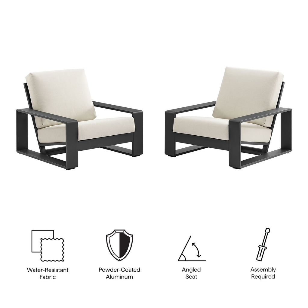 Lirienne Outdoor Patio Aluminum Faux Wood Armchairs Set of 2 by Modway