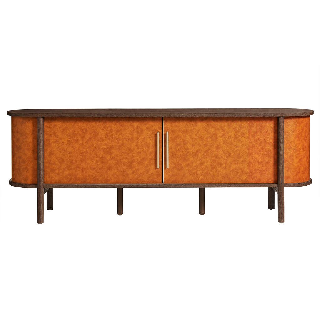 Coralie Curved 71" Vegan Leather Oval TV Stand by Modway
